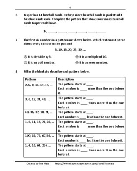 patterns relationships grade 3 math skills worksheets by testmate