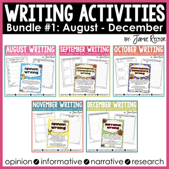 Preview of Common Core Writing Activities Bundle #1 August - December