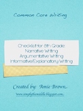 Common Core Writing Checklists 8th Grade Narrative, Exposi