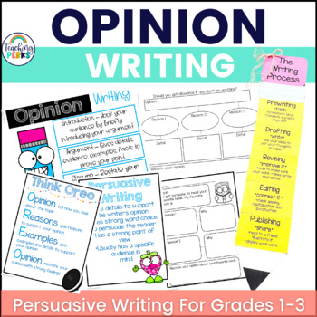 Preview of Opinion Writing Prompts & Graphic Organizers w Letter Writing Template Grade 1-3