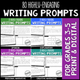 80 Writing Prompts Bundle Gr. 3-5 Print & Digital for Onli