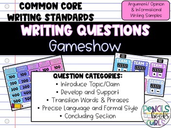 Preview of Common Core Writing Questions Game Show
