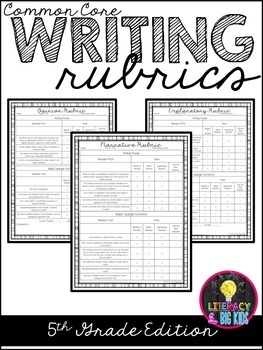 Common Core Writing Rubrics: 5th Grade by Literacy for Big Kids | TpT