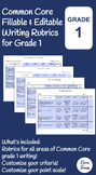 Common Core Writing Rubrics - Fillable & Editable - Grade 1