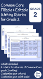 Common Core Writing Rubrics - Fillable & Editable - Grade 2