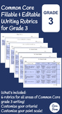 Common Core Writing Rubrics - Fillable & Editable - Grade 3