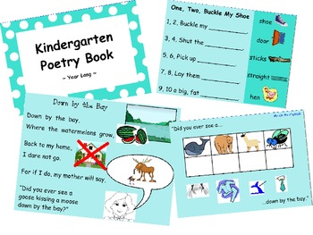 Preview of Common Core ELA Year Long Kinder Poetry Book - Rhyme Read Sight Words Etc
