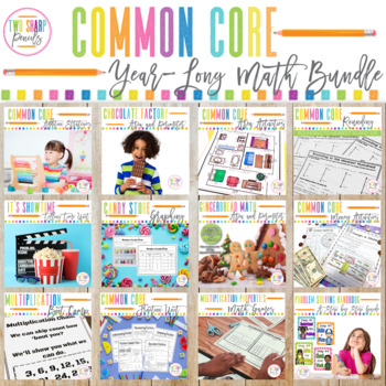 Preview of Common Core Year-Long Third Grade Math Bundle | Math Worksheets and Lessons