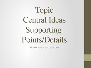Preview of Common Core central idea and supporting details Powerpoint