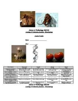 Preview of Common Core-friendly Biotechnology Scientific Literacy assignment