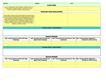 Preview of Florida Standards/Marzano Interactive Lesson Plan Template-First Grade MAFS