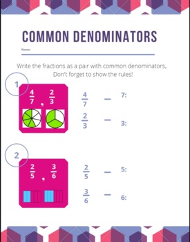 Preview of Common Denominator Worksheet