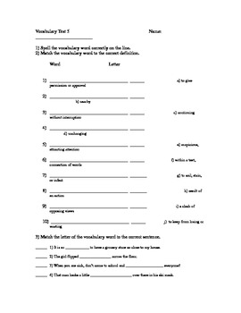 Preview of 6th Grade EOG Vocabulary Test 4