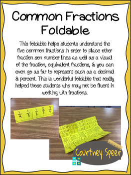 Preview of Common Fractions Foldabe