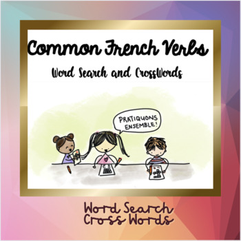 Preview of Common French Verbs in ER, IR, RE - Word Search and Crosswords
