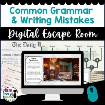 Preview of Common Grammar and Writing Mistakes Escape Room Game - Digital Resource