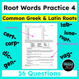 Common Greek and Latin Root Words Practice 4 |Matching & C