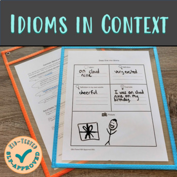 Preview of Common Idioms in Context Worksheets and Google Slides