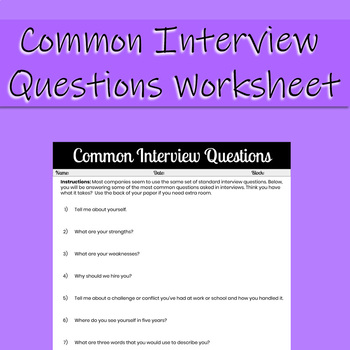 Preview of Common Interview Questions (Distance Learning Friendly)