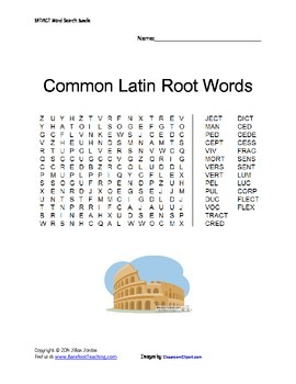 Preview of Freebie! - Common Latin & Greek Root Wordsearch Bundle Sample