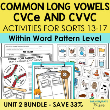 Preview of Common Long Vowel Patterns CVCe and CVVC Activities Games Bundle Within Word