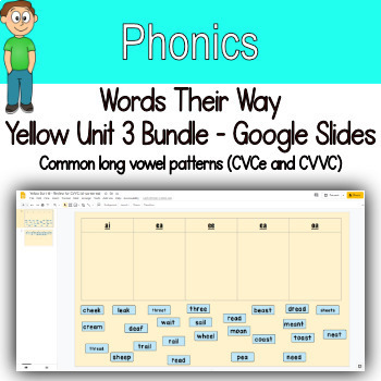 Preview of Common Long Vowel Patterns (CVCe and CVVC) Bundle Google Slides