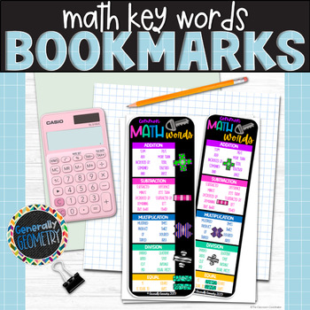 Preview of Math Key Words Graphic Organizer - Study Reference - Word Problems