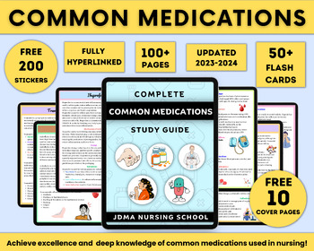 Preview of Common Medications Flashcards Fully Hyperlinked | Medication Administration