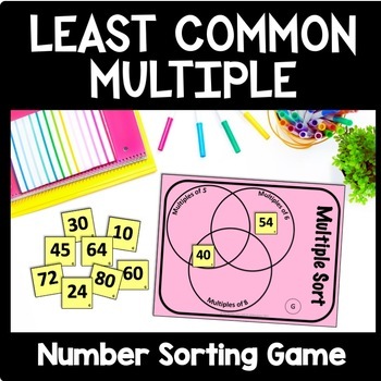 Preview of Least Common Multiple Game,  LCM Finding Multiples Sort Activity Montessori Math