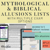 Allusions List & Exams: Mythological & Biblical Terms for 