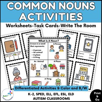 Preview of Common Nouns - Parts Of Speech Simple and Easy Grammar Worksheets For SPED