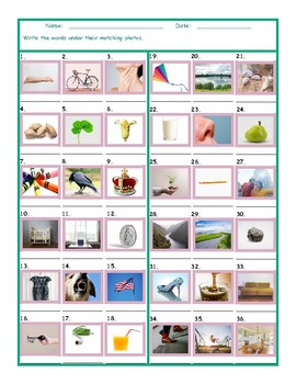 Common Nouns First Grade Worksheet by English and Spanish Language Ideas