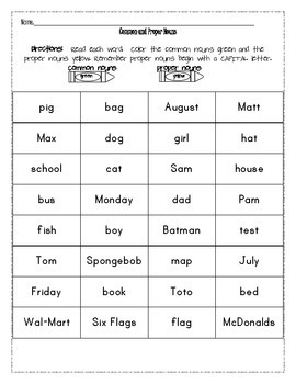 common nouns and proper nouns worksheets by sailing through the common core