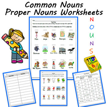 Preview of Common Nouns and Proper Nouns Worksheets
