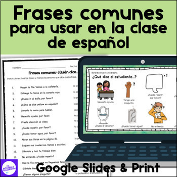 Preview of Common Phrases in the Spanish Classroom | Frases comunes en la clase de español