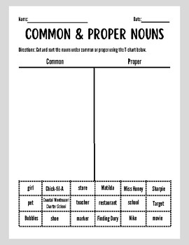 Preview of Common & Proper Noun Sort