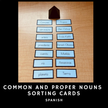 Preview of Common & Proper Noun Sorting Cards in Spanish (Montessori)