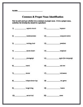 common proper noun worksheets by meet me in the middle tpt