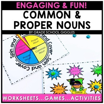 Preview of Common & Proper Nouns: Noun Sorts, Worksheets, Center Games, Coloring Activities