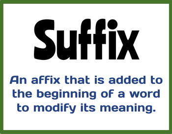 Preview of Common Suffixes (Bulletin Board, Flashcards & Handout)