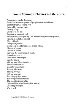 Themes and Archetypes in Literature by Dianne Mason | TpT