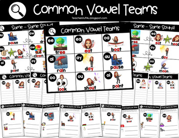 Preview of Common Vowel Teams Anchor Charts & Exit Tickets #RemoteLearning