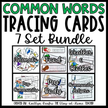 Preview of Common Words Tracing Cards BUNDLE | Write and Wipe Practice