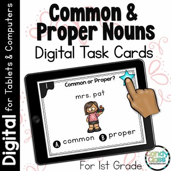 Preview of Common and Proper Noun Activity 1st Grade Grammar Google Slides Digital Resource
