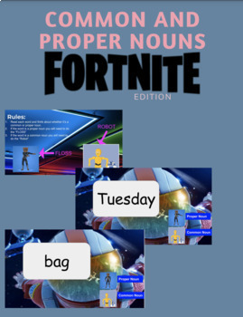 Preview of Common and Proper Noun Fortnite Edition for Google Slides