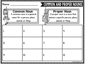 Common and Proper Noun Activities Task Cards by Little Achievers