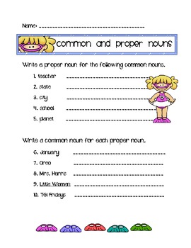 Common and Proper Noun Worksheet by Ms Third Grade | TpT