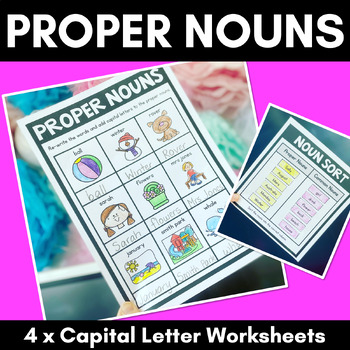 Preview of Common and Proper Noun Worksheets - Kindergarten & Grade 1 Grammar Worksheets