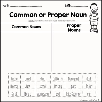 Common and Proper Nouns by Learning with Mrs J | TPT