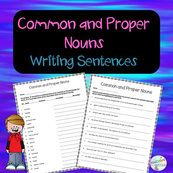 Preview of No-Prep Common and Proper Nouns Writing Sentences and Identifying